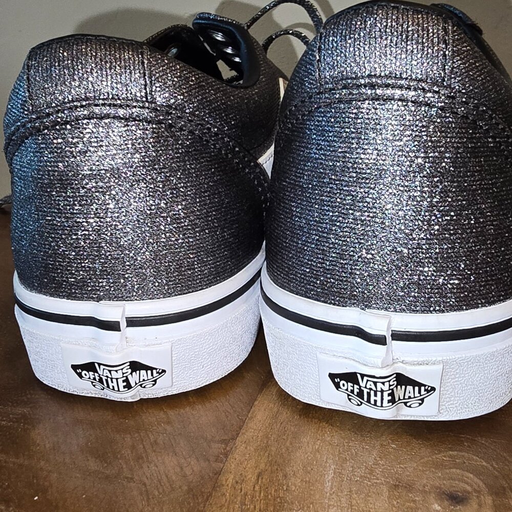 VANS Silver Lurex Glitter Old Skool Skate Shoe - Picture 11 of 16